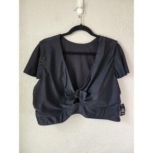 New Torrid Wireless Flutter Sleeve Black Bikini Top Plus Size 3 Swimwear